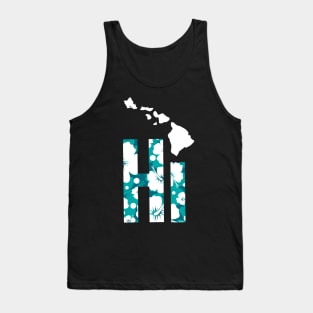 Funny Hawaiian Hibiscus Hi Turquoise Tank Top